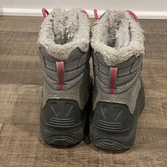 COLUMBIA Girls Youth Sz 2 Gray Waterproof Insulated Winter Snow Boots Gray Pink - Picture 6 of 8